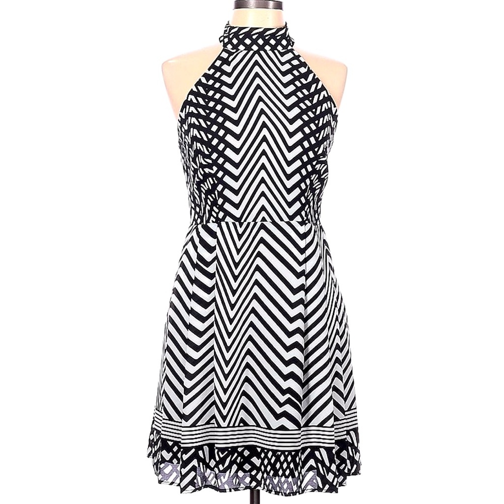 BISOU BISOU Black and White Midi Dress Size 10